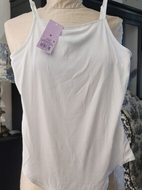 wild fable White Ribbed Tank Top with Adjustable Straps